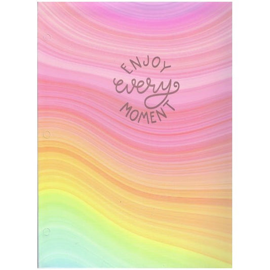 U Style Collection Colorful Rainbow Marble 2 - Pocket Portfolio Folder - Enjoy Every Moment (9.57" x 11.69") - Dollar Fanatic