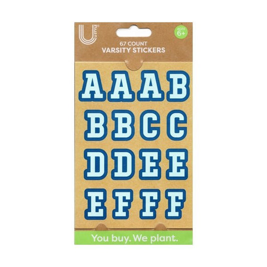 U Style Varsity Letters Stickers - Blue (67 Count) - Dollar Fanatic