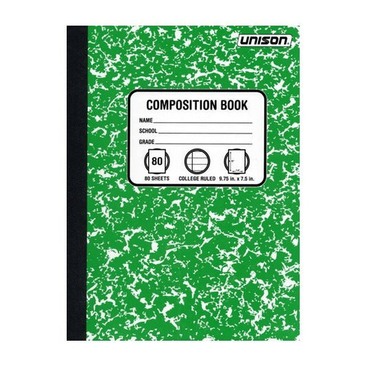 Unison College Ruled Composition Notebook (80 Sheets) Select Color - Dollar Fanatic