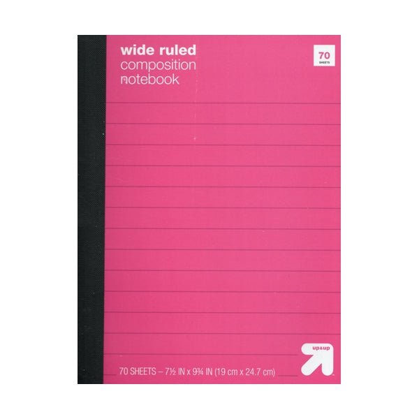 Up & Up Wide Ruled Composition Notebook - Select Color (70 Sheets) Includes Class Schedule Chart, Conversion Tables - Dollar Fanatic