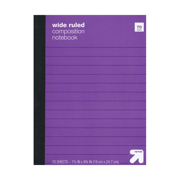 Up & Up Wide Ruled Composition Notebook - Select Color (70 Sheets) Includes Class Schedule Chart, Conversion Tables - Dollar Fanatic