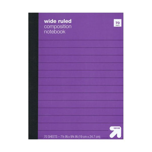 Up & Up Wide Ruled Composition Notebook - Select Color (70 Sheets) Includes Class Schedule Chart, Conversion Tables - Dollar Fanatic