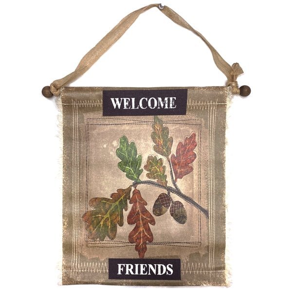 Welcome Friends Hanging Wall Art - Fall/Autumn Leaves (Hanging Size - 13.5" x 18") - Dollar Fanatic