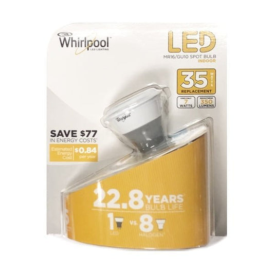 Whirlpool 7W LED MR16 GU10 Spot Light Bulb - Warm White (1 Count) 35W MR16 Replacement - Dollar Fanatic