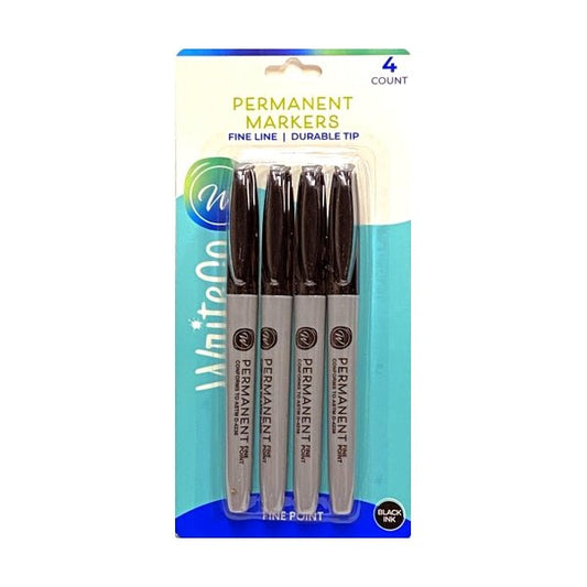 WriteCo Black Fine Point Permanent Markers (4 Pack) - Dollar Fanatic