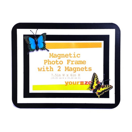 Your Zone Metal Photo/Memo Display Stand with 2 Magnets - Butterflies (7.5" x 6") Tabletop Easel Display Design - Dollar Fanatic