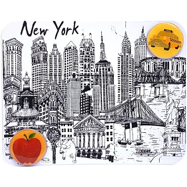 Your Zone Metal Photo/Memo Display Stand with 2 Magnets - New York City (7.5" x 6") Tabletop Easel Display Design - Dollar Fanatic