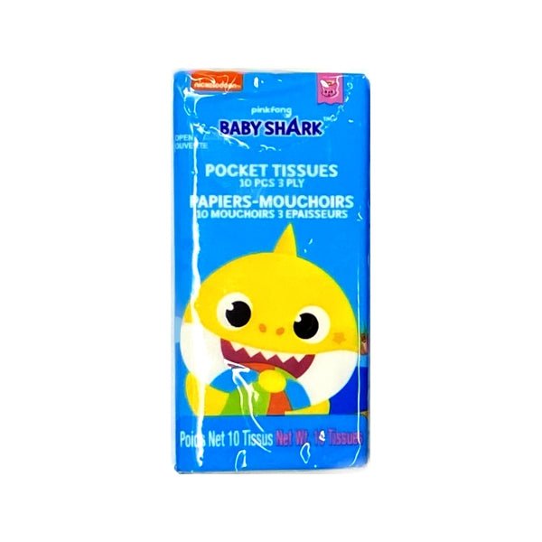 YoYo Pinkfong Baby Shark 3 - Ply Pocket Tissue Travel Pack - 10 Tissue Sheets (1 Pack) - Dollar Fanatic