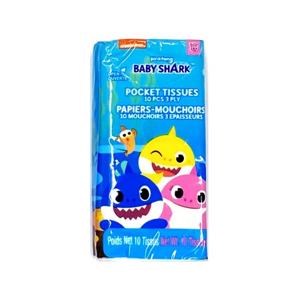 YoYo Pinkfong Baby Shark 3 - Ply Pocket Tissue Travel Pack - 10 Tissue Sheets (1 Pack) - Dollar Fanatic