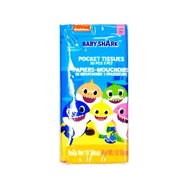 YoYo Pinkfong Baby Shark 3 - Ply Pocket Tissue Travel Pack - 10 Tissue Sheets (1 Pack) - Dollar Fanatic