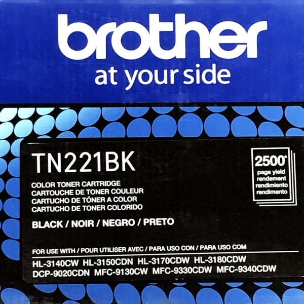 Brother TN221BK Toner Cartridge - Black (For Brother HL-3140CW, HL-3150CDN, HL-3170CDW, HL-3180CDW, DCP-9020CDN, MFC-9130CW, MFC-9330CDW, MFC-9340CDW) - DollarFanatic.com