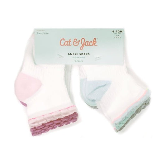 Cat & Jack Stay in Place Infant Ankle Socks - 6-12 months (6 Pack) - DollarFanatic.com