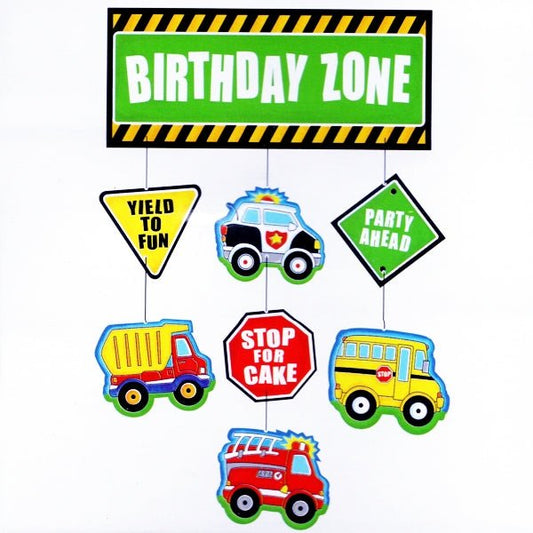 Creative Expressions Happy Birthday Zone Hanging Mobile - Transportation Trucks (20") - DollarFanatic.com