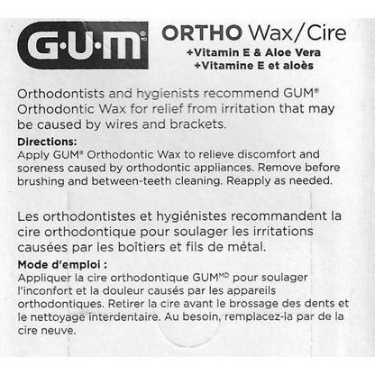 Gum Ortho Mint Wax with Vitamin E/Aloe Vera (Precut Pieces) Relief from Irritation - DollarFanatic.com