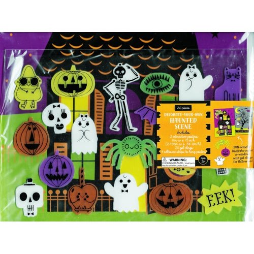 Happy Haunting 26-piece Halloween Gel Clings & Posters Set (Haunted House) - DollarFanatic.com