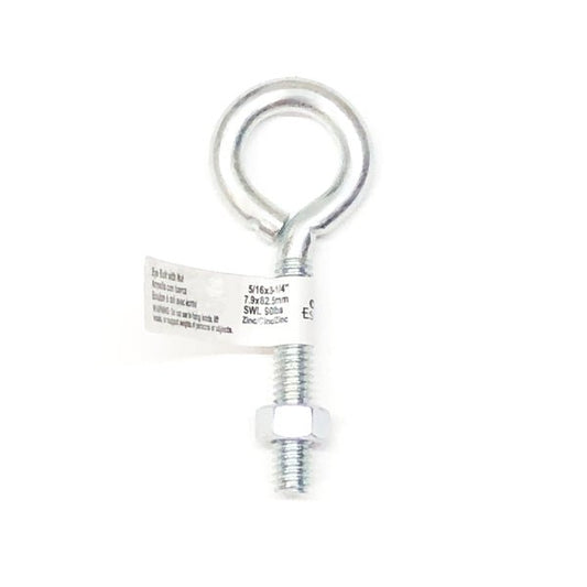 Hillman 5/16" x 3.25" Eye Bolt with Hex Nut Zinc Plated - 320722 (1 Count) SWL 90 lbs. - DollarFanatic.com