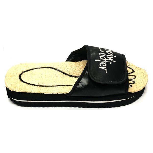 Livin' Loofah Adjustable Strap Slide Sandals with Loofah Inserts - Black (Select Unisex Size) Massages While Gently Exfoliating - DollarFanatic.com