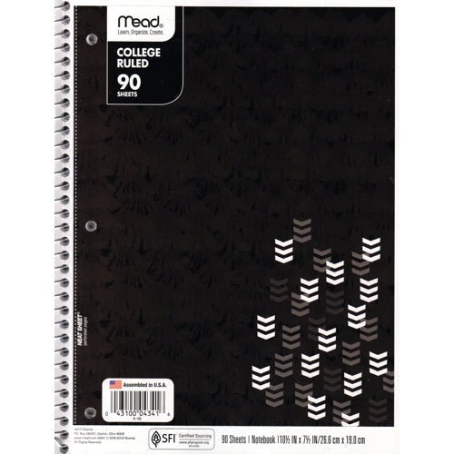 Mead College Ruled 7.5" x 10.5" Spiral Notebook (90 Sheets) Colors Vary - DollarFanatic.com