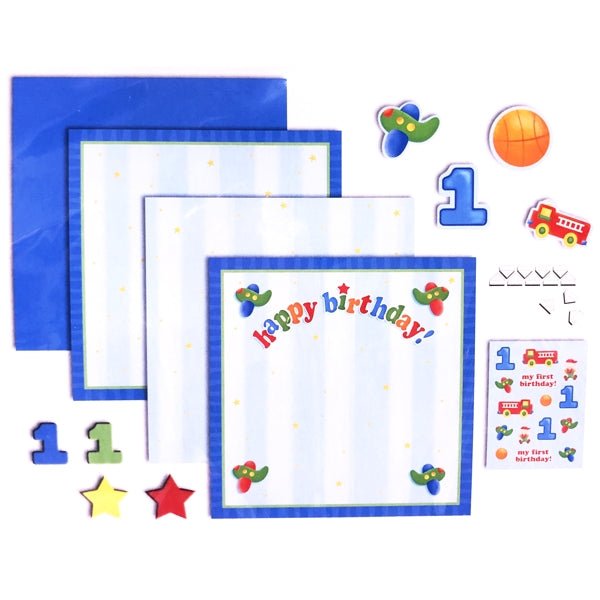 PaperArt Happy First Birthday Scrapbook Kit - 19-5749 (25-Piece Kit) Acid Free - DollarFanatic.com