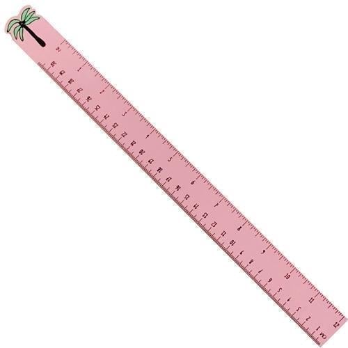 Pink 12" Wood School Ruler (Palm Tree) - DollarFanatic.com