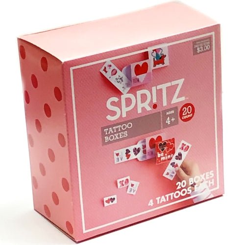 Spritz Valentine's Love Tattoos Mini Boxes (20 Pack) 4 Temporary Tattoos Per Mini Box - Dollar Fanatic