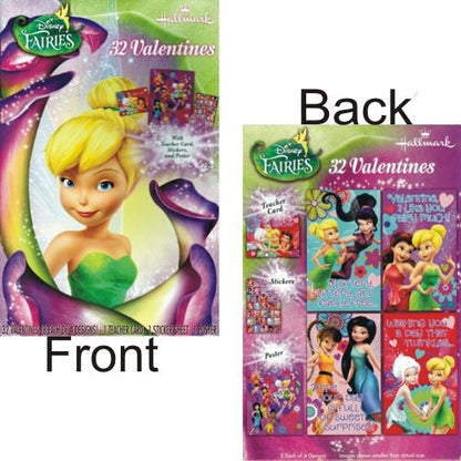 Valentine's Fairies/TinkerBell Cards with Stickers & Poster (32 Cards + 1 Teacher Card + 1 Sticker Sheet + 1 Poster) - DollarFanatic.com